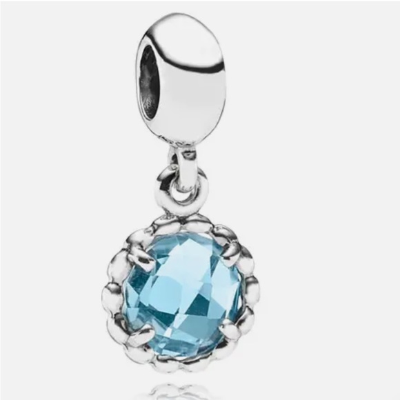 Authentic Pandora Cool Breeze Blue Topaz Dangle Charm Sterling Silver 925 - Picture 6 of 6
